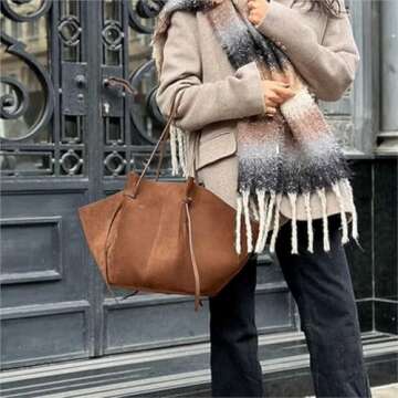 Crizam Bag For Women Suede Bag Retro Wing Bag Large Capacity Shoulder Bag Tote Bag(Brown)