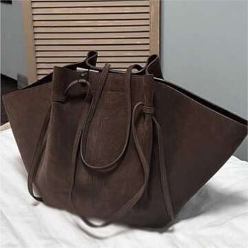 Crizam Bag For Women Suede Bag Retro Wing Bag Large Capacity Shoulder Bag Tote Bag(Brown)