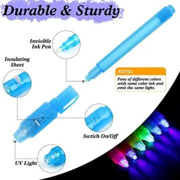 Thesixowls Invisible Ink Pen, 24 Pcs Spy Pen with UV Light, Secret Pen Magic Disappearing Ink Markers for Kids Party Favors Goodie Bag Stuffers…