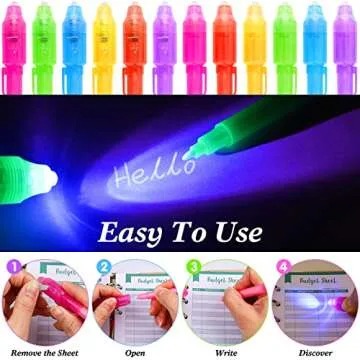 Thesixowls Invisible Ink Pen, 24 Pcs Spy Pen with UV Light, Secret Pen Magic Disappearing Ink Markers for Kids Party Favors Goodie Bag Stuffers…
