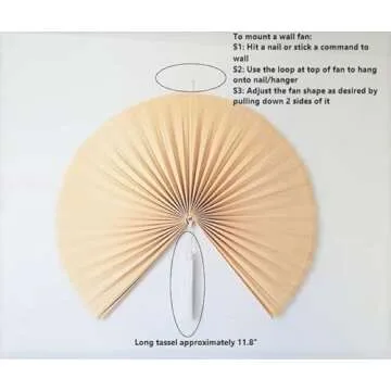 ChumDecor Fan Wall Decor,Japanese Wall Fan Decor,Large Bamboo Fan Wall Art For Boho Hanging Headboard,Decorative Folding Fan For Over Bed Decorations,Large Wall Dcor (Ivory, 60inch)