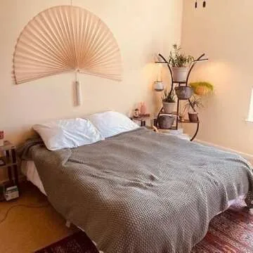 ChumDecor Fan Wall Decor,Japanese Wall Fan Decor,Large Bamboo Fan Wall Art For Boho Hanging Headboard,Decorative Folding Fan For Over Bed Decorations,Large Wall Dcor (Ivory, 60inch)