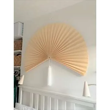 ChumDecor Fan Wall Decor,Japanese Wall Fan Decor,Large Bamboo Fan Wall Art For Boho Hanging Headboard,Decorative Folding Fan For Over Bed Decorations,Large Wall Dcor (Ivory, 60inch)
