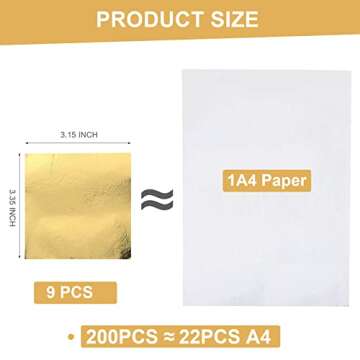 200pcs BUBIMON Imitation Rose Silver Gold Leaf Sheets Gold Foils Sheets Nail Foil for Paint, Resin, Nails, Jewelry, Slime, Arts, Gilding Crafting, Decoration, Sculpture, Furniture