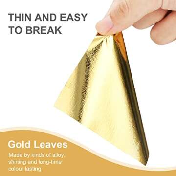 200pcs BUBIMON Imitation Rose Silver Gold Leaf Sheets Gold Foils Sheets Nail Foil for Paint, Resin, Nails, Jewelry, Slime, Arts, Gilding Crafting, Decoration, Sculpture, Furniture