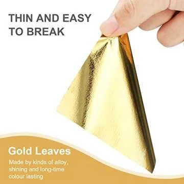 200pcs BUBIMON Imitation Rose Silver Gold Leaf Sheets Gold Foils Sheets Nail Foil for Paint, Resin, Nails, Jewelry, Slime, Arts, Gilding Crafting, Decoration, Sculpture, Furniture