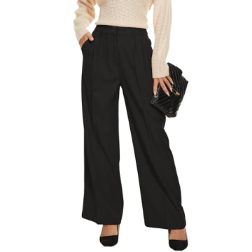 FUNYYZO Women's Wide Leg Pants - High Elastic Waist for Comfort & Style