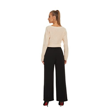 FUNYYZO Women's Wide Leg Pants High Elastic Waist Comfort