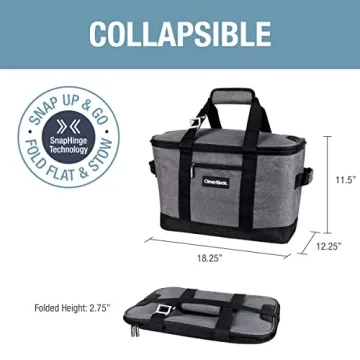 CleverMade Collapsible Cooler Bag, 50 Can Beach & Travel Car Cooler, Folding Soft Cooler, Shoulder Strap, Bottle Opener, Great Car Coolers for Travel, Leak Proof Cooler Bag [Charcoal/Black]