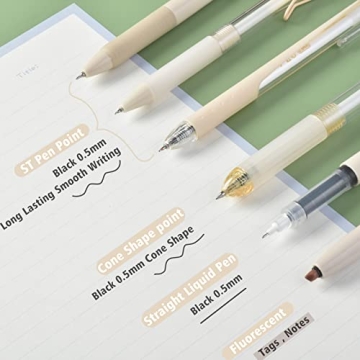 BAYTORY 5Pcs Aesthetic Gel Pens and Highlighter Set