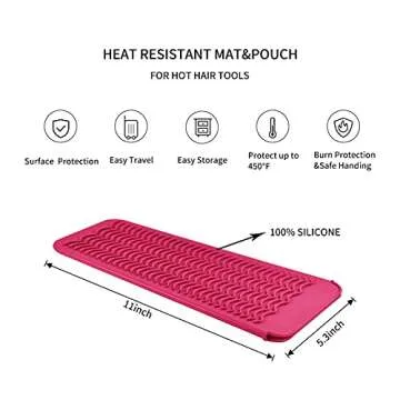 EIOKIT Silicone Heat Resistant Travel Mat Pouch for Hair Styling Tools (Hot Pink, 1 Pack)