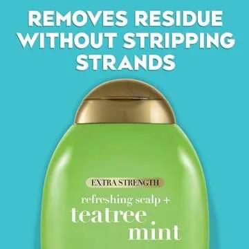 OGX Extra Strength Refreshing Scalp + Teatree Mint , Invigorating Scalp Shampoo with Tea Tree & Peppermint Oil & Witch Hazel, Paraben/ Sulfate-Free Surfactants, 13 fl oz