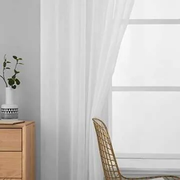 MIULEE 2 Panels Solid Color White Sheer Window Curtains Elegant Window Voile Panels/Drapes/Treatment for Bedroom Living Room (54 X 100 Inches White)