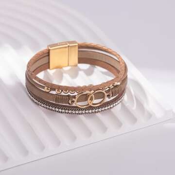 Elegant Boho Leather Cuff Bracelets for Women