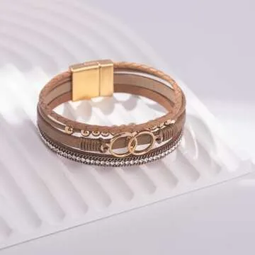 Elegant Boho Leather Cuff Bracelets for Women