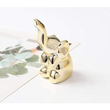 Ardax Ceramic Animal Figurine - Gold Elephant Home Decor - Handmade Gift