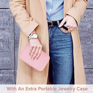 GOLVER 2 Pack jewelry box Jewelry Organizer for Women 2 Layer Girls Jewelry Boxes for Earring Necklaces Watch Rings With An Extra Small Jewelry Case forTravel Pink