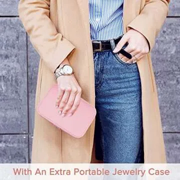 GOLVER 2 Pack jewelry box Jewelry Organizer for Women 2 Layer Girls Jewelry Boxes for Earring Necklaces Watch Rings With An Extra Small Jewelry Case forTravel Pink