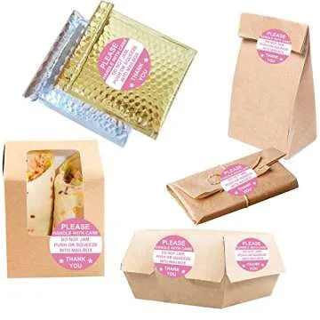2 Inch Round Pink Do Not Jam, Push or Squeeze into Mailbox Fragile Stickers-Handle with Care Shipping Labels 500Pcs Do Not Crush Bend or Fold Stickers Shipping Warning Stickers for Mailbox Cartons