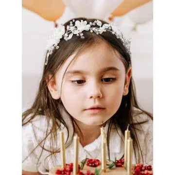 SWEETV Flower Girl Headpiece, Elegant Wedding Accessory