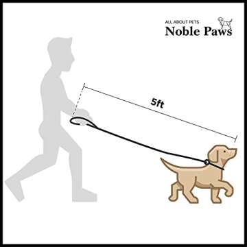 Premium Slip Lead Dog Leash, Strong & Durable Mountain Climbing Rope, No More Leash Pulling by Noble Paws, Black & White, 5 FT x 12 MM