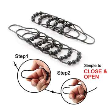 Ansxiy Rustproof Shower Curtain Rings in Matte Black