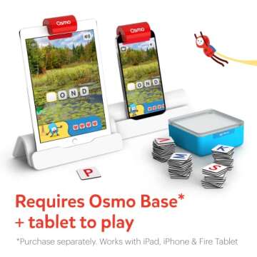 Osmo - Genius Words for iPhone, iPad & Fire Tablet - Ages 6-10 - Interactive Letter Recognition,Phon...
