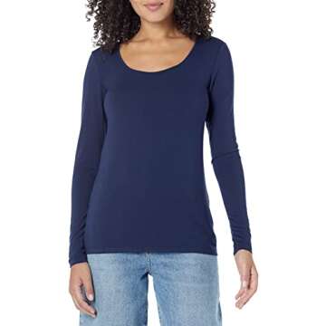 Daily Ritual Women's Jersey Long-Sleeve Scoop Neck T-Shirt, Multipacks