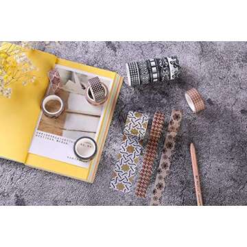 27 Rolls Washi Tape Set, DIY Gift Wrapping Scrapbooking and Craft, Sticky Adhesive Paper Masking Tape Decorative Sticker with Lovely Printed Patterns and Long-Lasting Colors