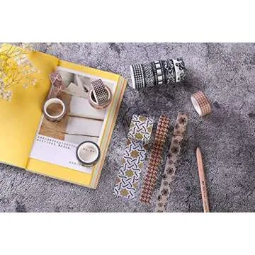 27 Rolls Washi Tape Set, DIY Gift Wrapping Scrapbooking and Craft, Sticky Adhesive Paper Masking Tape Decorative Sticker with Lovely Printed Patterns and Long-Lasting Colors
