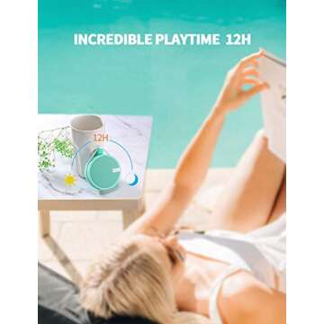 INSMY C12 IPX7 Waterproof Shower Bluetooth Speaker, Portable Small Speaker, Speakers Bluetooth Wireless Loud Clear Sound Support TF Card Suction Cup for Outdoor Kayak Canoe Beach Gift (Mint)