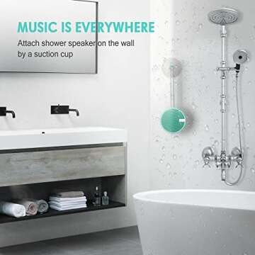 INSMY C12 IPX7 Waterproof Shower Bluetooth Speaker, Portable Small Speaker, Speakers Bluetooth Wireless Loud Clear Sound Support TF Card Suction Cup for Outdoor Kayak Canoe Beach Gift (Mint)