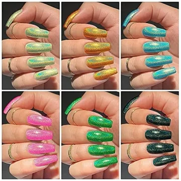 SUPWEE Holographic Gel Nail Polish 8 Colors Unicorn Nail Art