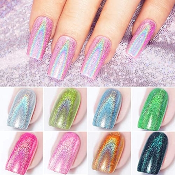 SUPWEE Holographic Gel Nail Polish 8 Colors Unicorn Nail Art