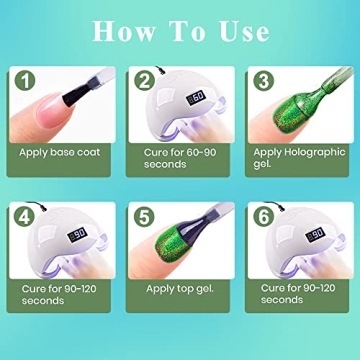 SUPWEE Holographic Gel Nail Polish 8 Colors Unicorn Nail Art