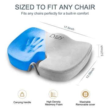 CYLEN Gel Enhanced Memory Foam Seat Cushion for Comfort