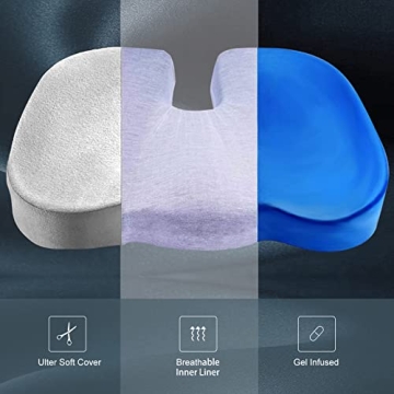 CYLEN Gel Enhanced Memory Foam Seat Cushion for Comfort