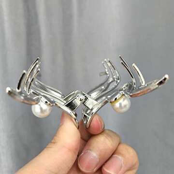 Metal Hair Claw Clips Large Silver Hair Claws Wave Shape Hair Claw Clip Fashion Hair Claw Clips Nonslip Hollow Hair Jaw Clamp Clips for Women Thick hair Thin Hair Hair Styling Hair Accessories