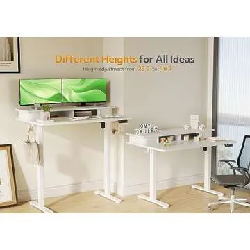 Claiks Standing Desk with Roller Shutter Door, Electric Standing Desk Adjustable Height, Adjustable Standing Desk with Storage Shelves, 48 Inch White
