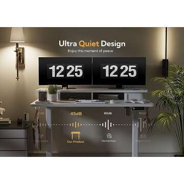 Claiks Standing Desk with Roller Shutter Door, Electric Standing Desk Adjustable Height, Adjustable Standing Desk with Storage Shelves, 48 Inch White