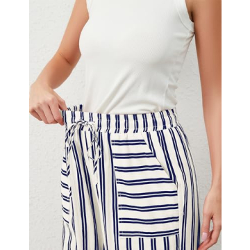Ymejia Loose Fit Striped Lounge Pants with Pockets