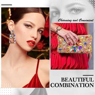 Silkfly Rhinestone Clutch Purses for Women Colorful Statement Earrings Crystal Evening Clutches for ...