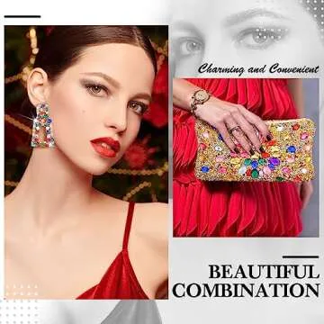 Silkfly Rhinestone Clutch Purses for Women Colorful Statement Earrings Crystal Evening Clutches for ...