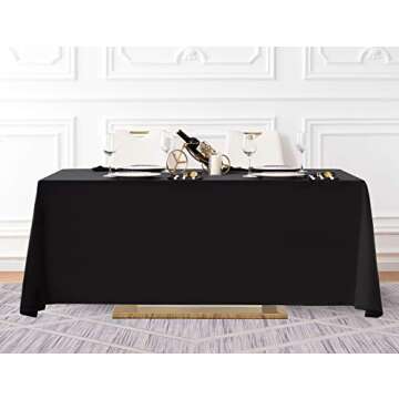 Surmente Black Tablecloth 90 x 132-inch Rectangular Polyester Table Cloth for Weddings, Banquets, or Restaurants