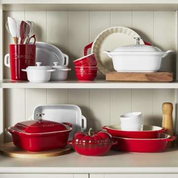 STAUB Ceramics Dutch Oven 16-oz Petite Tomato Cocotte, Cherry