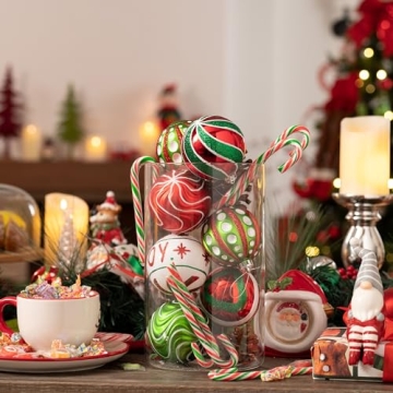 Valery Madelyn Christmas Ornaments Set, 16ct Red Green White Shatterproof Christmas Tree Decorations Ball Ornaments Bulk, 3.15 Inch Hanging Ornaments for Xmas Trees Holiday Party Decor