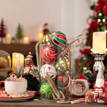 Valery Madelyn Christmas Ornaments Set, 16ct Red Green White Shatterproof Christmas Tree Decorations Ball Ornaments Bulk, 3.15 Inch Hanging Ornaments for Xmas Trees Holiday Party Decor