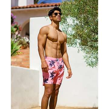 maamgic Mens Slim Fit Swim Shorts Swim Trunks 7 inch Quick Dry Mens Bathing Suits with Mesh Lining P...