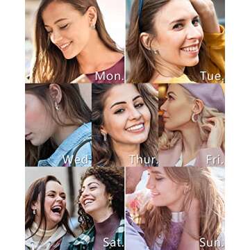 Adoyi Silver Hoop Earrings Set Hypoallergenic Jewelry 7 Pairs