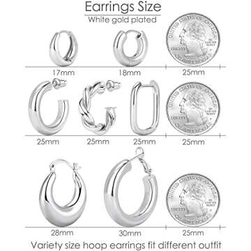 Adoyi Silver Hoop Earrings Set Hypoallergenic Jewelry 7 Pairs